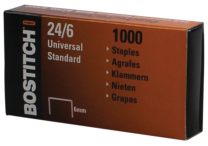 Bostitch nietjes 24-6-1MGAL, 6 mm, verzinkt, doos met 1000 nietjes afbeelding