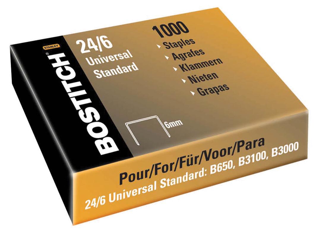 Bostitch nietjes 24-6-5MGAL (6 mm), koperkleurig, voor B440F, B660, B650, B3100, B202, B2500, B3000, B... afbeelding