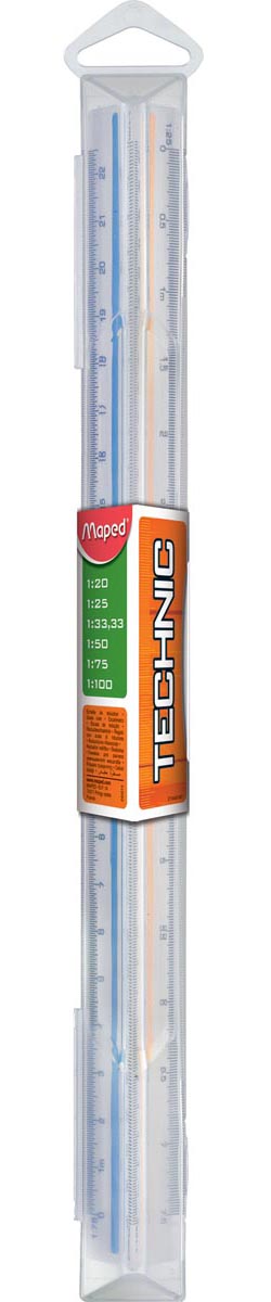 Maped driekantige schaallat groen schaalverdeling 1 20, 1 25, 1 33,33, 1 50, 1 75, 1 100