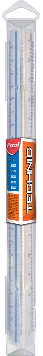 Maped driekantige schaallat, schaalverdeling 1:100, 1:200, 1:250, 1:300, 1:400, 1:500, blauw Top Merken Winkel