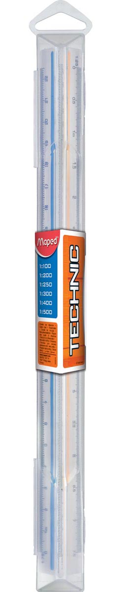 Maped driekantige schaallat, schaalverdeling 1 100, 1 200, 1 250, 1 300, 1 400, 1 500, blauw