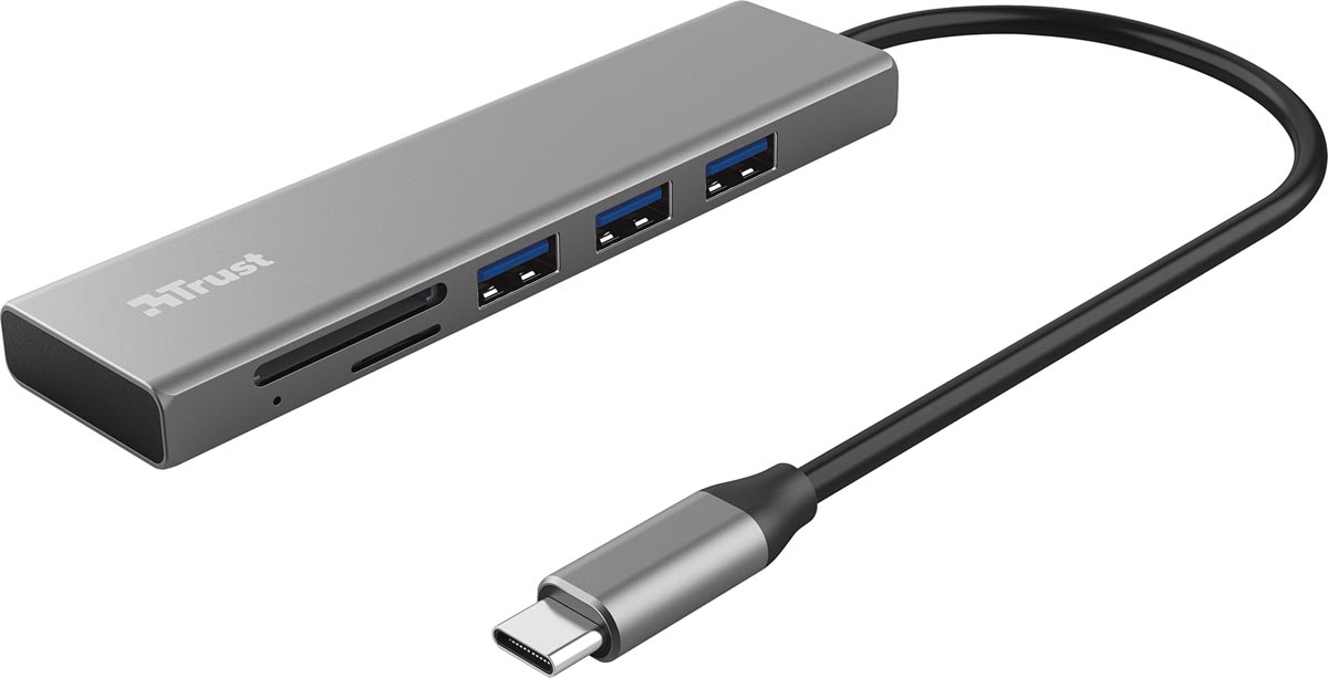 Trust Halyx USB-C Hub, 3 poorten en 2 kaartsleuven