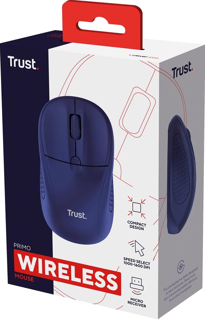 Trust Primo souris sans fil, bleu mat bij VindiQ Office