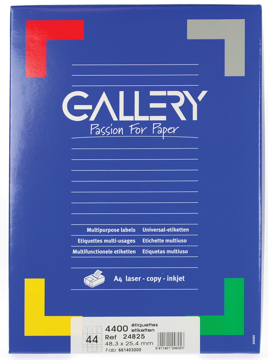 Gallery witte etiketten ft 48,3 x 25,4 mm (b x h), ronde hoeken, doos van 4.400 etiketten afbeelding