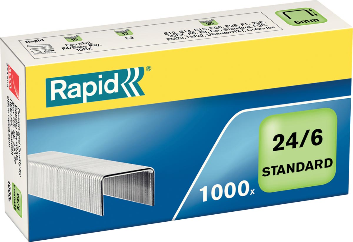 Rapid Nietjes 24/6, gegalvaniseerd, doos van 1.000 nietjes afbeelding