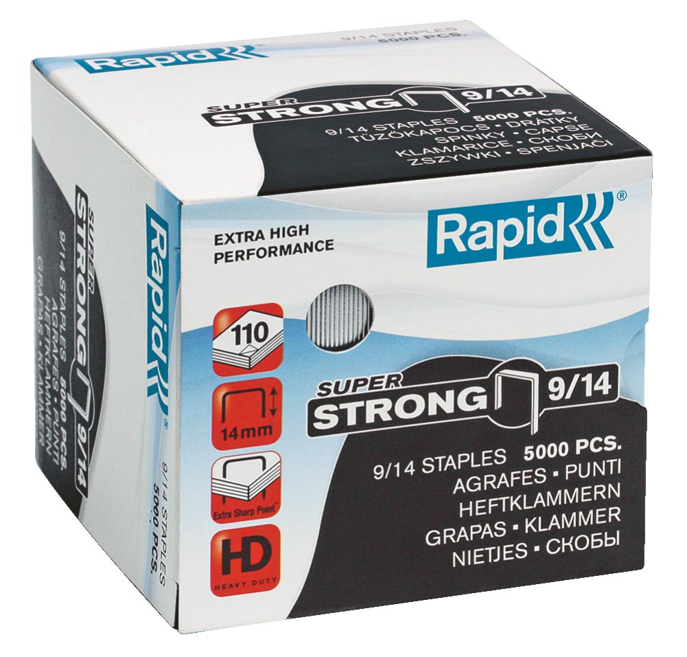 Rapid SuperStrong nietjes 9/14, gegalvaniseerd, doos van 5000 stuks Rapid SuperStrong nietjes 9/14, gegalvaniseerd, doos van 5000 stuks