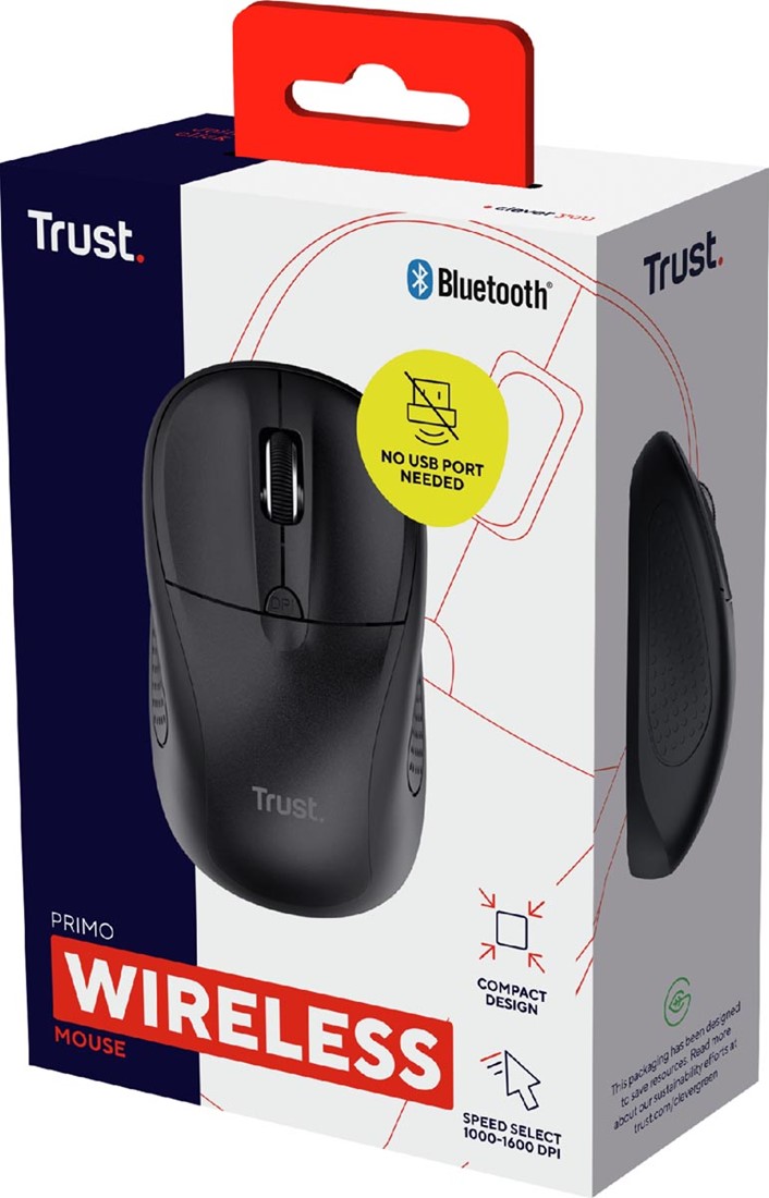 Souris Sans Fil Trust Kuza - 6 Boutons, 800/1200/1600 DPI, Micro-récepteur USB - Pour PC, Mac, Chromebook