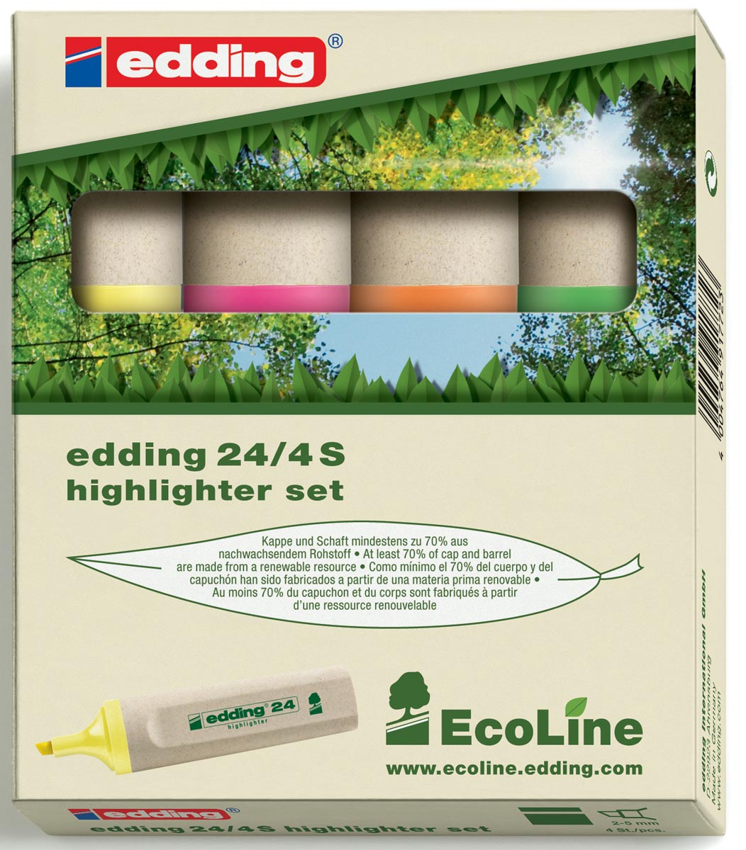 Edding Markeerstift Ecoline e-24 etui van 4 stuks in geassorteerde kleuren afbeelding