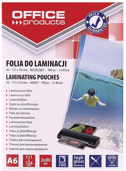 OFFICE products lamineerhoes A6, 160 micron (2 x 80 micron), pak van 100 stuks