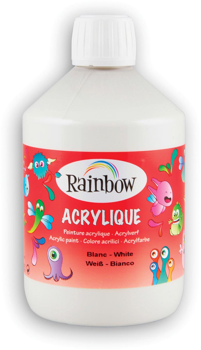 Rainbow acrylverf, flacon van 500 ml, wit