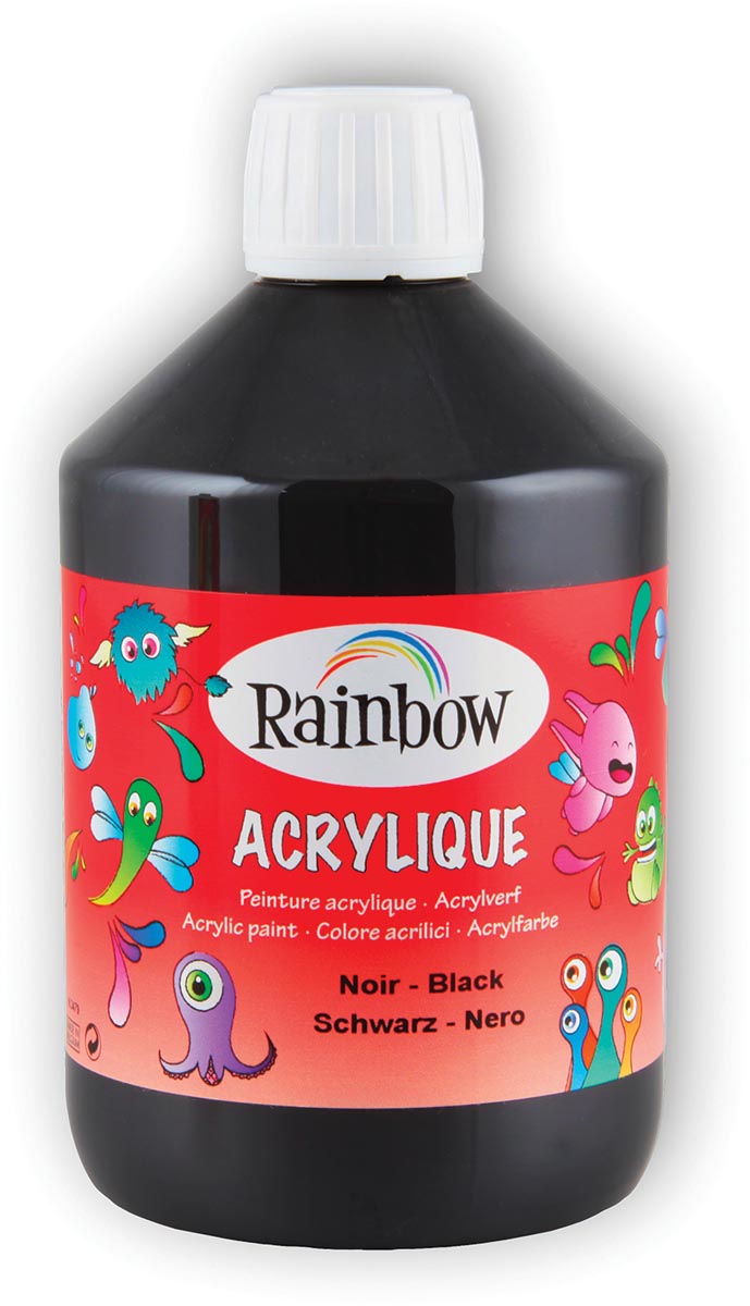 Rainbow acrylverf, flacon van 500 ml, zwart