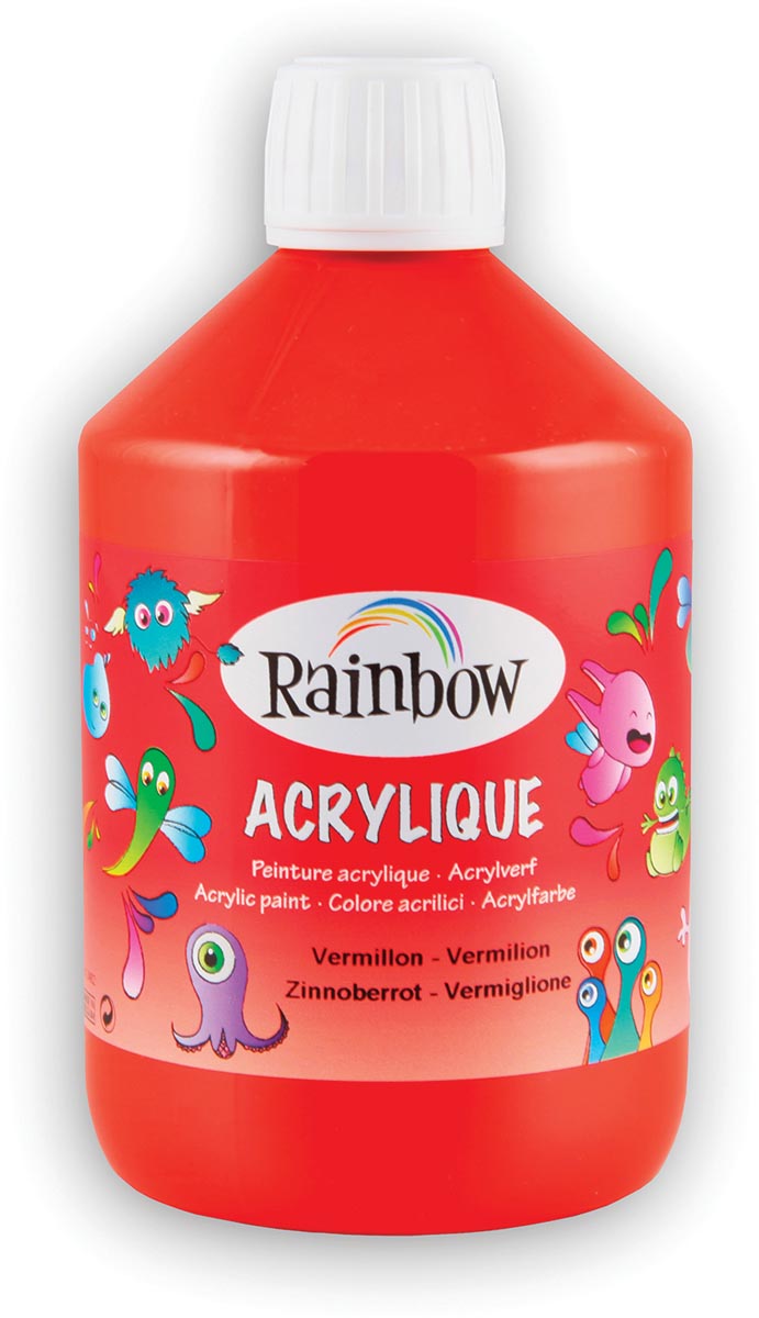 Rainbow acrylverf, flacon van 500 ml, vermiljoen