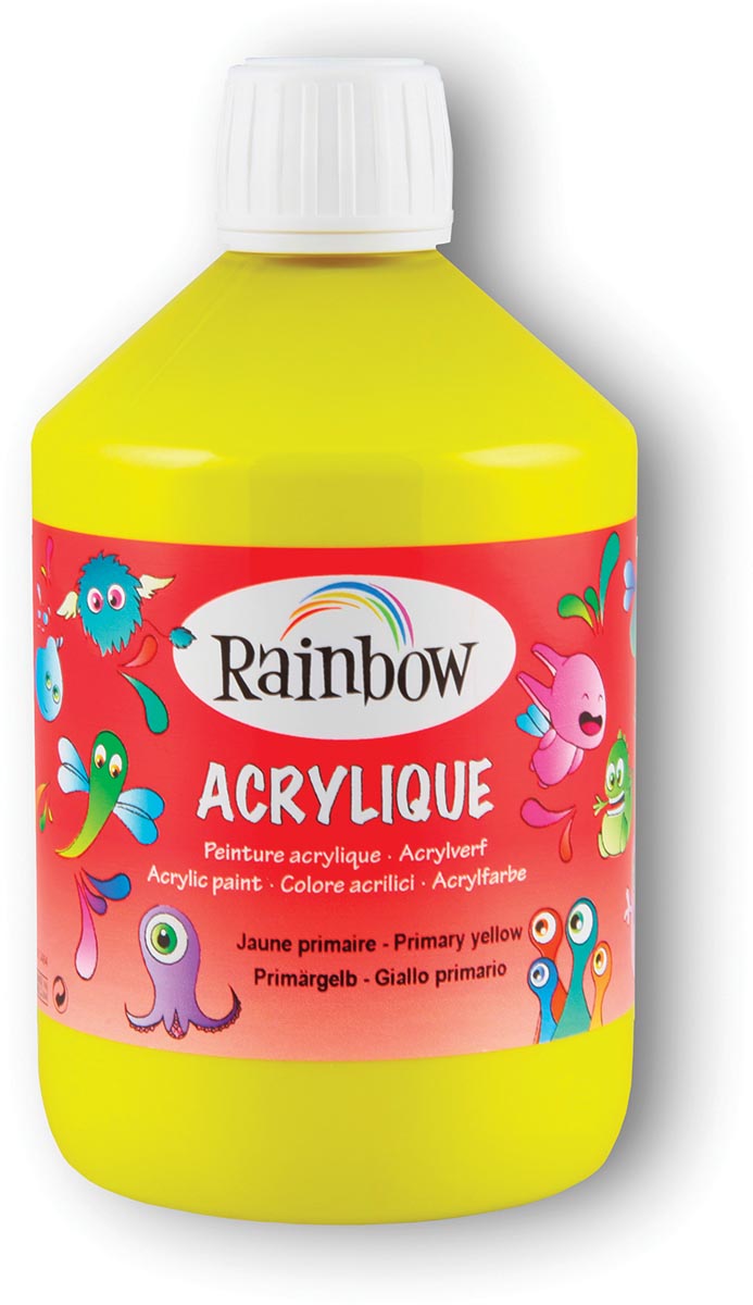 Rainbow acrylverf, flacon van 500 ml, geel