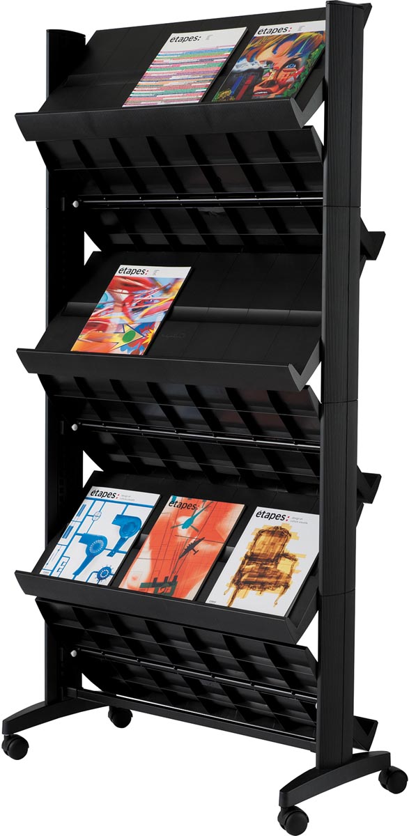easyDisplay PaperFlow dubbelzijdig mobiel literatuurdisplay 6 planken, ft 33,67 x 15,17 x 66