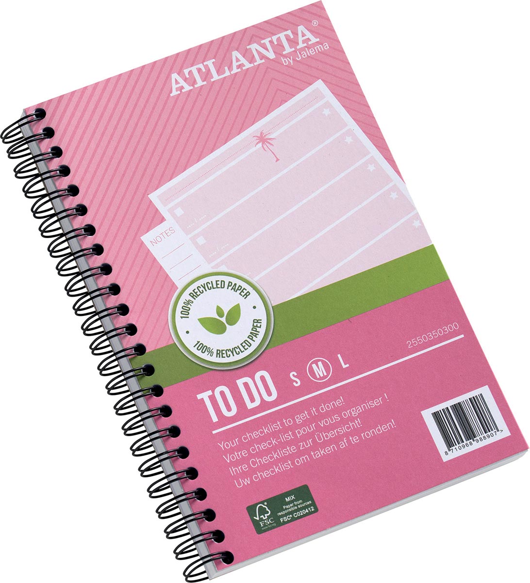 Atlanta by Jalema notitieboekje To Do 'Tropical' ft 125 x 195 mm, 200 bladzijden, pak van 2 stuks