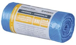 DONAU HOME sac poubelle, 8,5 microns, ft 60 x 50 cm, 35 litre, bleu, paquet de 50 pièces