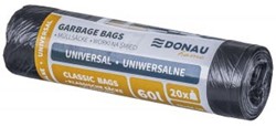 DONAU HOME sac poubelle, 7 microns, ft 70 x 59 cm, 60 litre, noir, paquet de 20 pièces