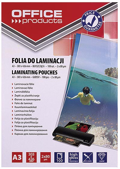 OFFICE products lamineerhoes ft A3, 160 micron (2 x 80 micron), pak van 100 stuks afbeelding