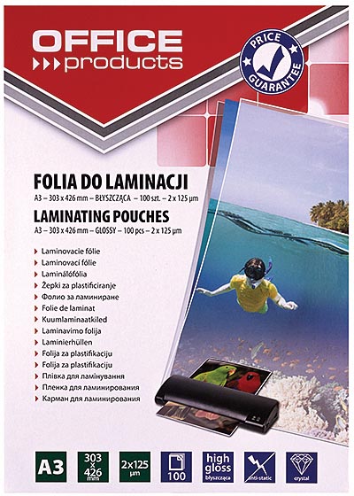 OFFICE products lamineerhoes ft A3, 250 micron (2 x 125 micron), pak van 100 stuks afbeelding