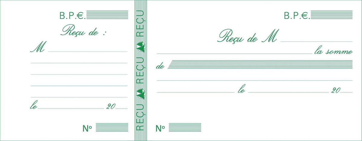 Exacompta kwijtschrift, ft 10,5 x 27 cm, Franstalig