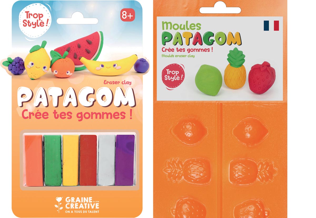 Graine Créative Patagom boetseerklei om te gommen, koffertje met 12 kleuren Graine Créative Patagom boetseerklei om te gommen, koffertje met 12 kleuren