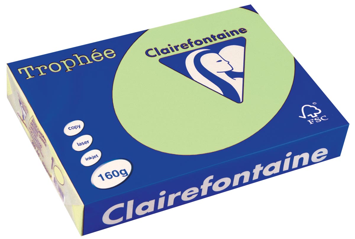 Clairefontaine Trophée Pastel, gekleurd papier, A4, 160 g, 250 vel, groen afbeelding