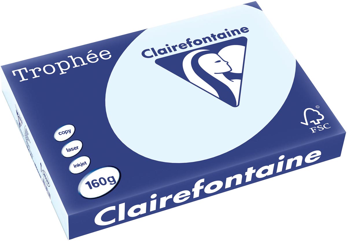 Clairefontaine Trophée Pastel, gekleurd papier, A3, 160 g, 250 vel, azuurblauw afbeelding