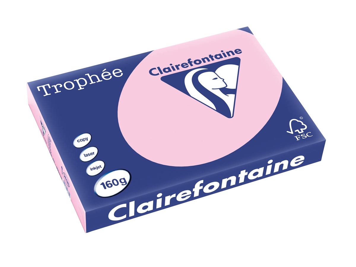 Clairefontaine Trophée Pastel, gekleurd papier, A3, 160 g, 250 vel, roze afbeelding