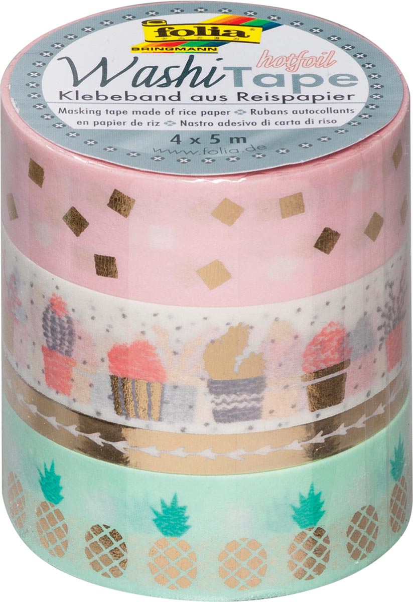 Folia washi tape goud, pak met 4 stuks