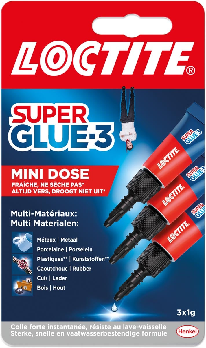 Loctite Mini Dose secondelijm, 1 g, 2 + 1 gratis, op blister Loctite Mini Dose secondelijm, 1 g, 2 + 1 gratis, op blister