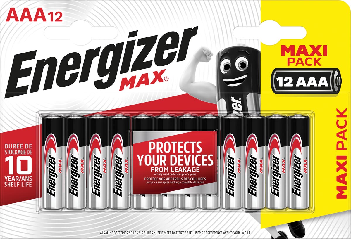 Energizer batterijen Max AAA, blister van 12 stuks