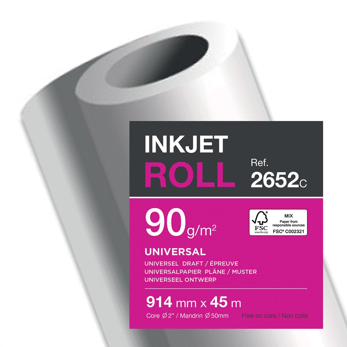 Clairefontaine plotterpapier ft 914 mm x 45 m, 90 g afbeelding