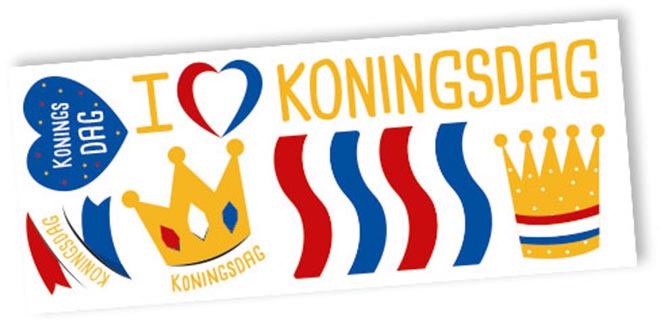 Oranje tatoeages, Koningsdag, set van 7 stuks