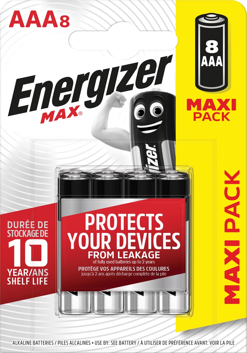 Energizer batterijen Max AAA, blister van 8 stuks