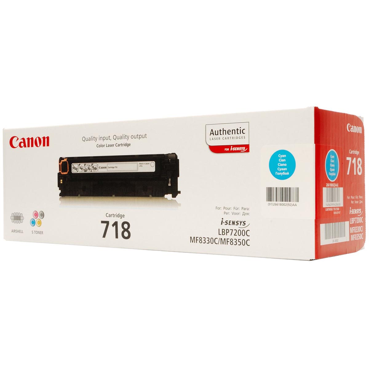 Canon toner 718C, 2.900 pagina's, OEM 2661B002, cyaan
