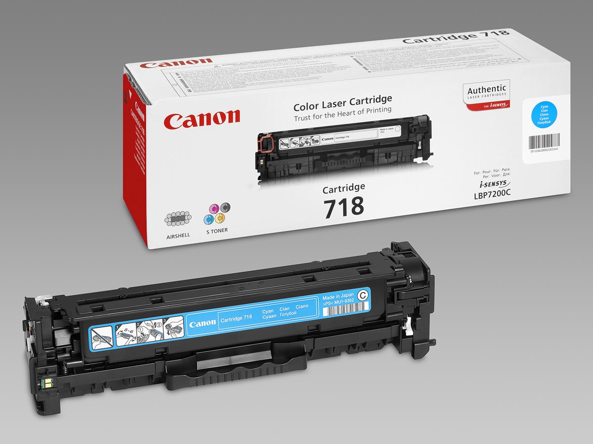 Canon toner 718, 2.900 pagina&apos;s, OEM 2661B002, cyaan afbeelding
