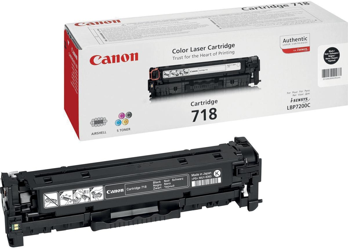 Canon toner 718BK, 3.400 pagina's, OEM 2662B002, zwart