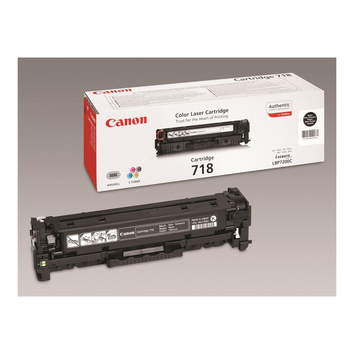 Canon toner 718BK - 3.400 pagina's, OEM 2662B005, duopack, zwart