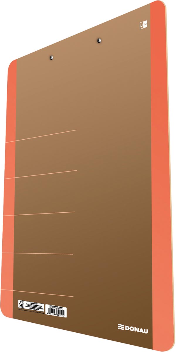 DONAU klemplaat, A4, hardboard karton, staand, bruin-oranje