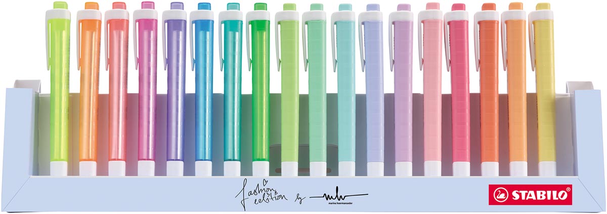STABILO swing cool pastel markeerstift, deskset van 18 stuks in geassorteerde kleuren