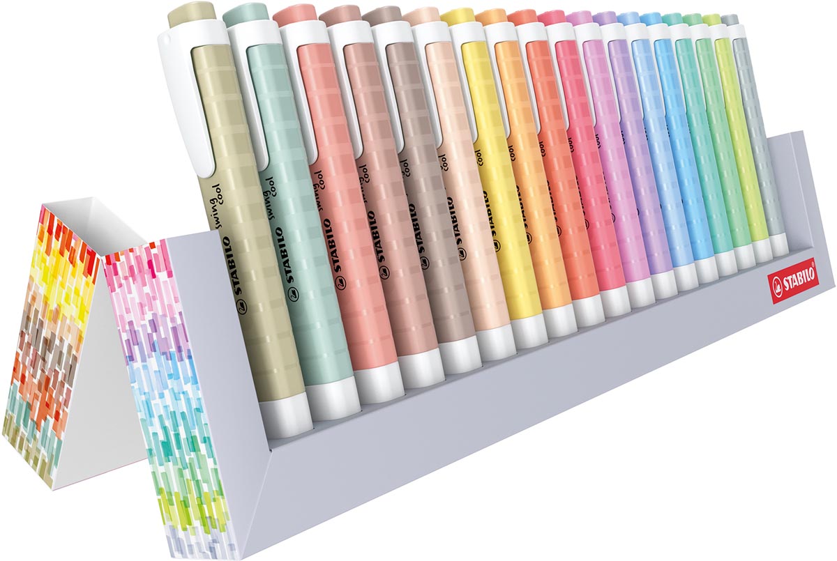 STABILO SWING COOL naturecolor markeerstift,geassorteerde kleuren, deskset van 18 stuks
