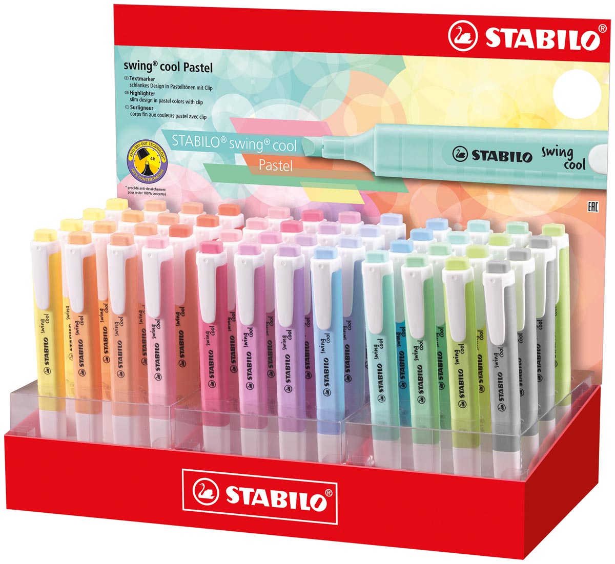 STABILO swing cool pastel markeerstift, display van 48 stuks STABILO swing cool pastel markeerstift, display van 48 stuks