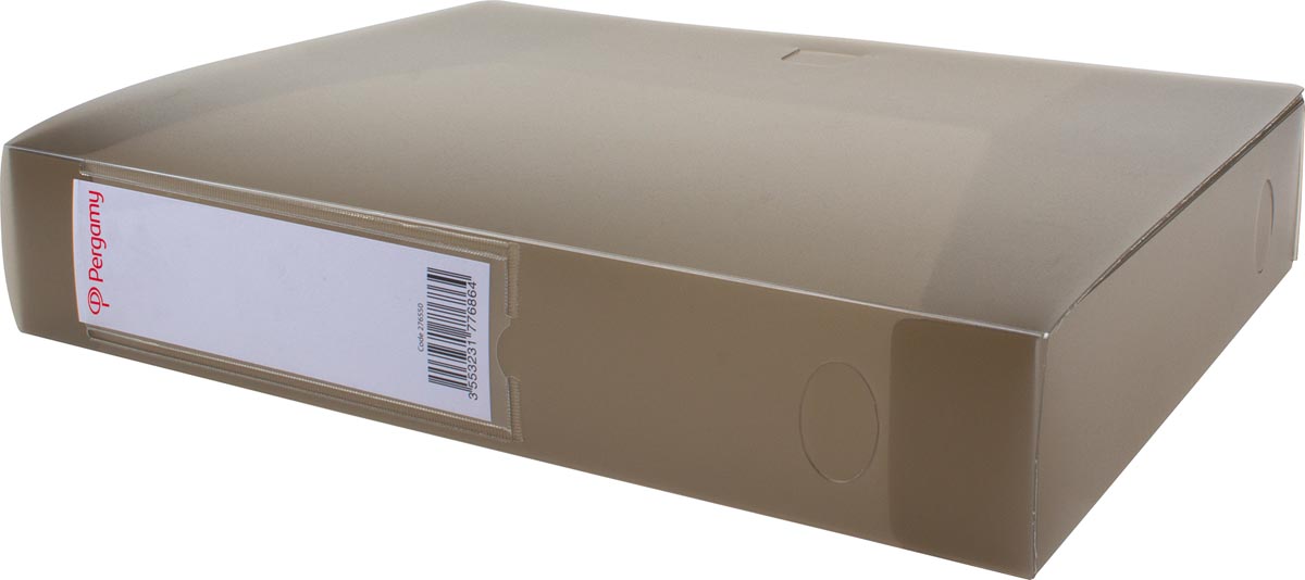 Pergamy elastobox, voor ft A4, uit PP van 700 micron, rug van 6 cm, transparant grijs