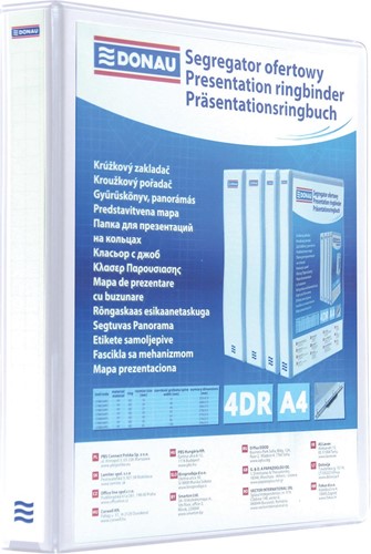 DONAU personaliseerbare ringmap, PP, ft A4, 4 D-ringen van 16 mm, wit