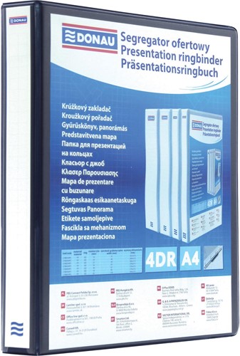 DONAU personaliseerbare ringmap, PP, ft A4, 4 D-ringen van 20 mm, zwart
