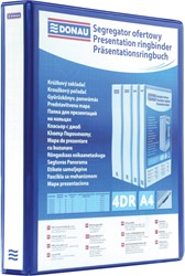 DONAU personaliseerbare ringmap, PP, ft A4, 4 D-ringen van 30 mm, blauw