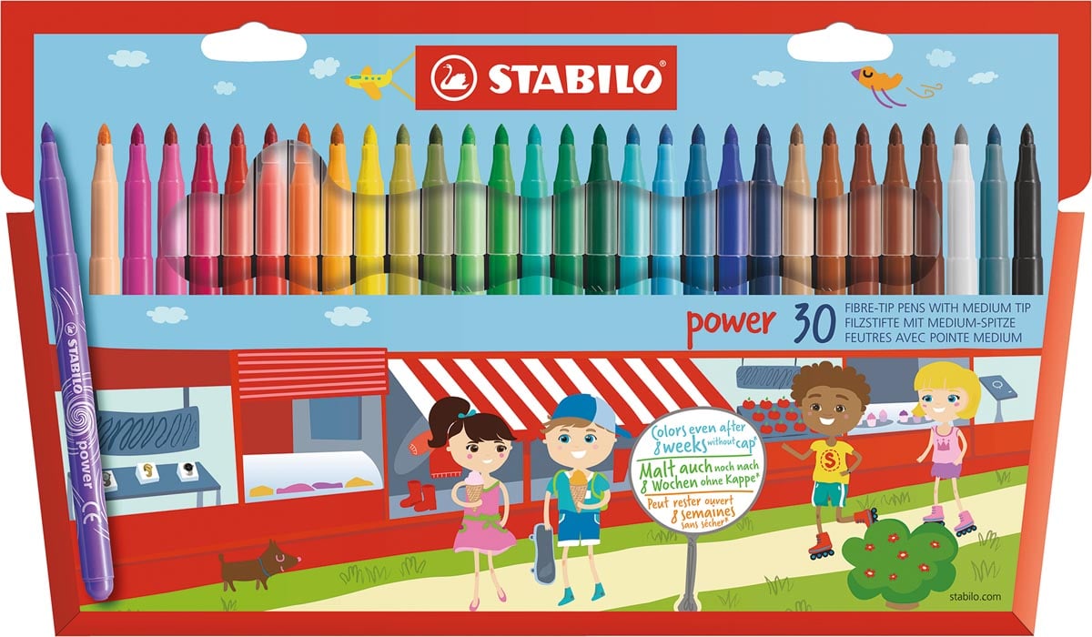 STABILO power viltstift, etui van 30 stuks, assorti afbeelding