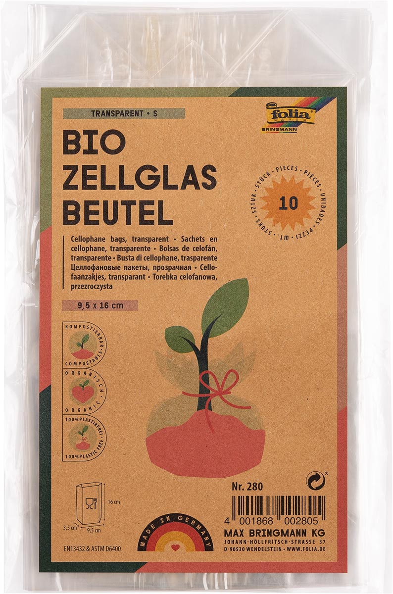 Folia cellofaanzakjes, ft 95 x 160 mm, pak van 10 stuks afbeelding