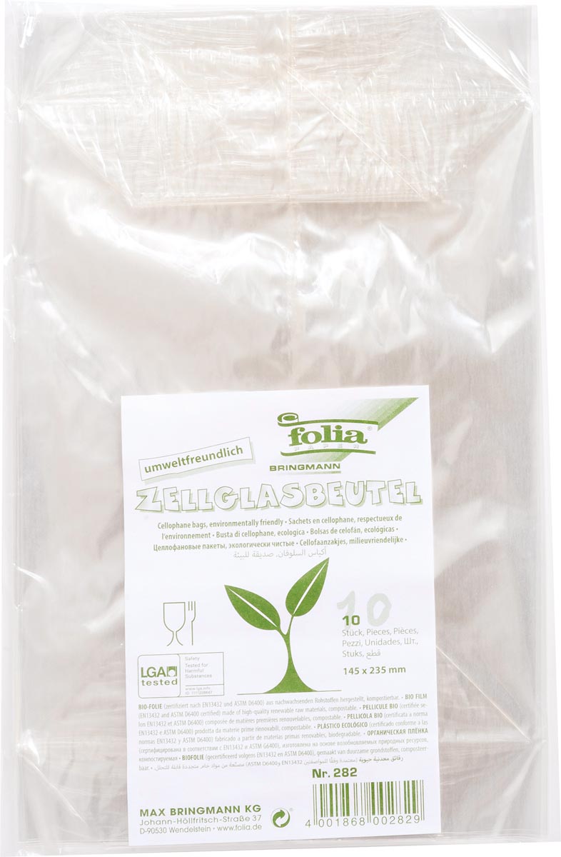 Folia cellofaanzakjes, ft 145 x 235 mm, pak van 10 stuks afbeelding