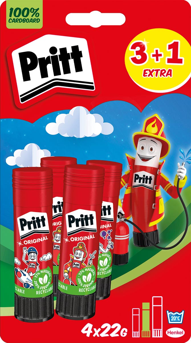 Pritt Original plakstift, 22 g, 3 + 1 gratis, op blister Pritt Original plakstift, 22 g, 3 + 1 gratis, op blister